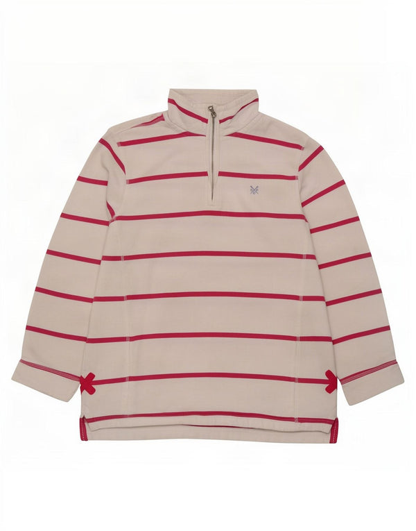 Crew Clothing Felpa da donna con collo con zip, maglione UK 14, grandi strisce bianche