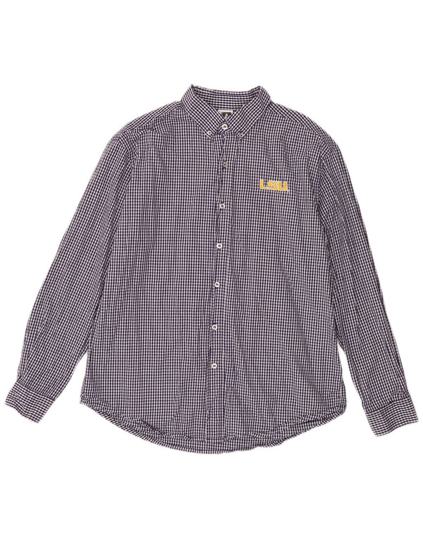 Camicia Russell Athletic da uomo LSU Tigers taglia 42/44 grande cotone a quadretti blu