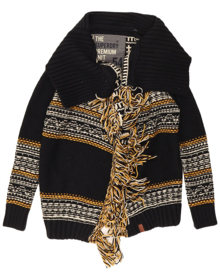 Maglione cardigan aperto da donna Superdry UK 14 acrilico a righe nere medie
