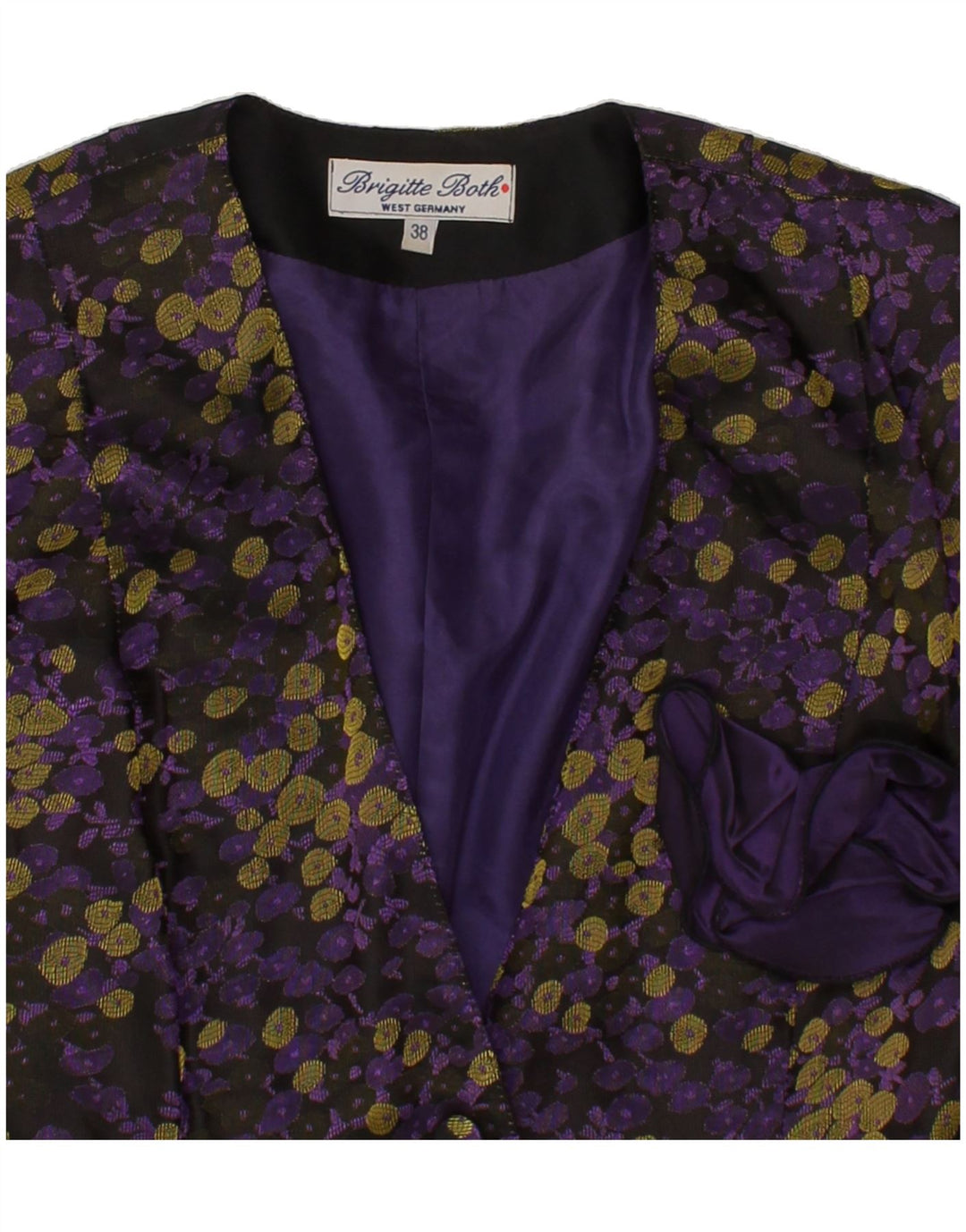 VINTAGE Womens Abstract Pattern 3 Button Blazer Jacket EU 38 Medium Purple Vintage Vintage and Second-Hand Vintage from Messina Hembry 