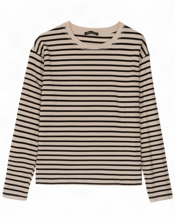Zara Top da donna a maniche lunghe UK 10 Small White Striped