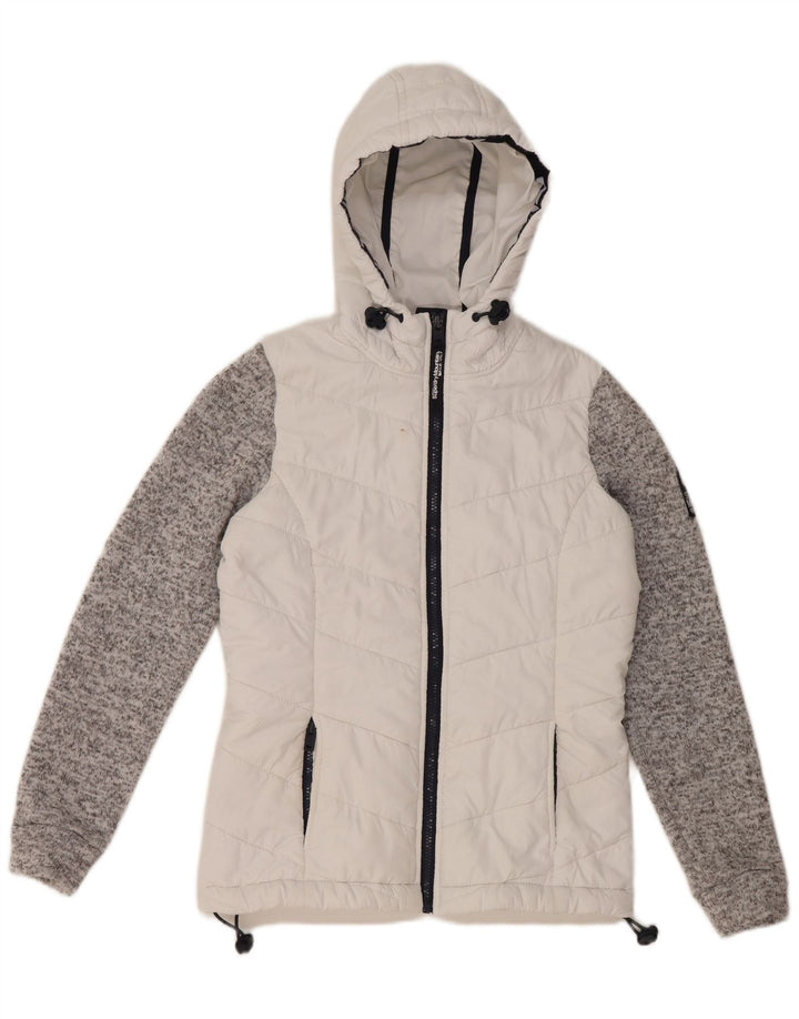 Giacca imbottita con cappuccio da donna Superdry UK 8 Small White Colourblock