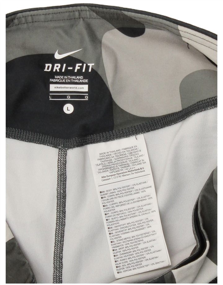 Leggings Nike Dri Fit da donna UK 14 grande poliestere mimetico grigio