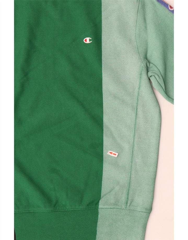 Felpa Champion da uomo con trama inversa, maglione piccolo, colore verde