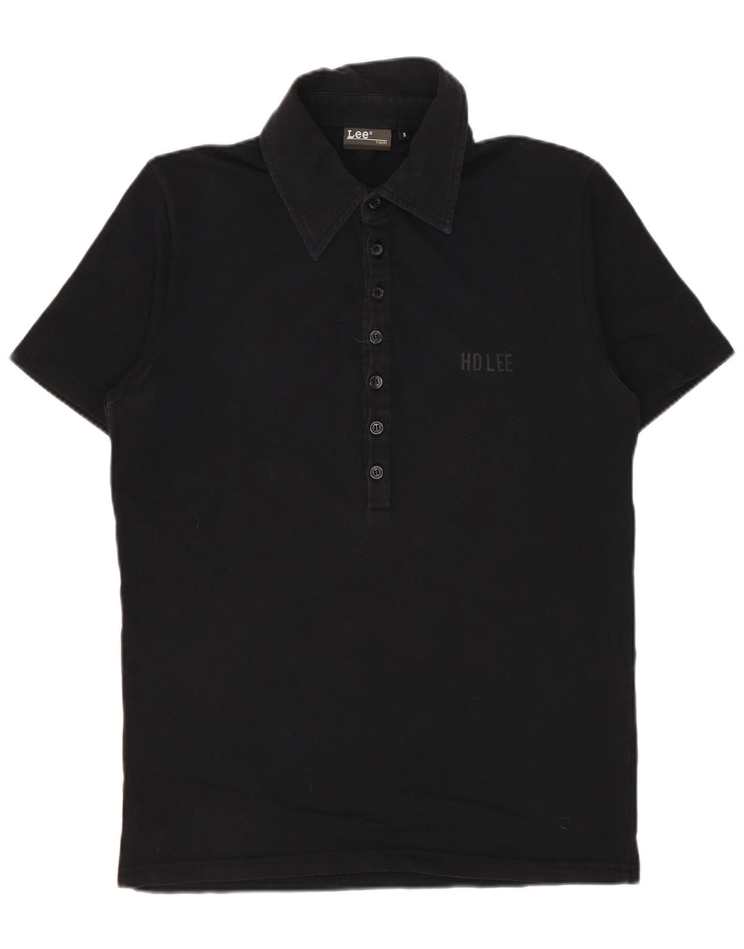 Polo grafica da donna Lee UK 10 piccola in cotone nero