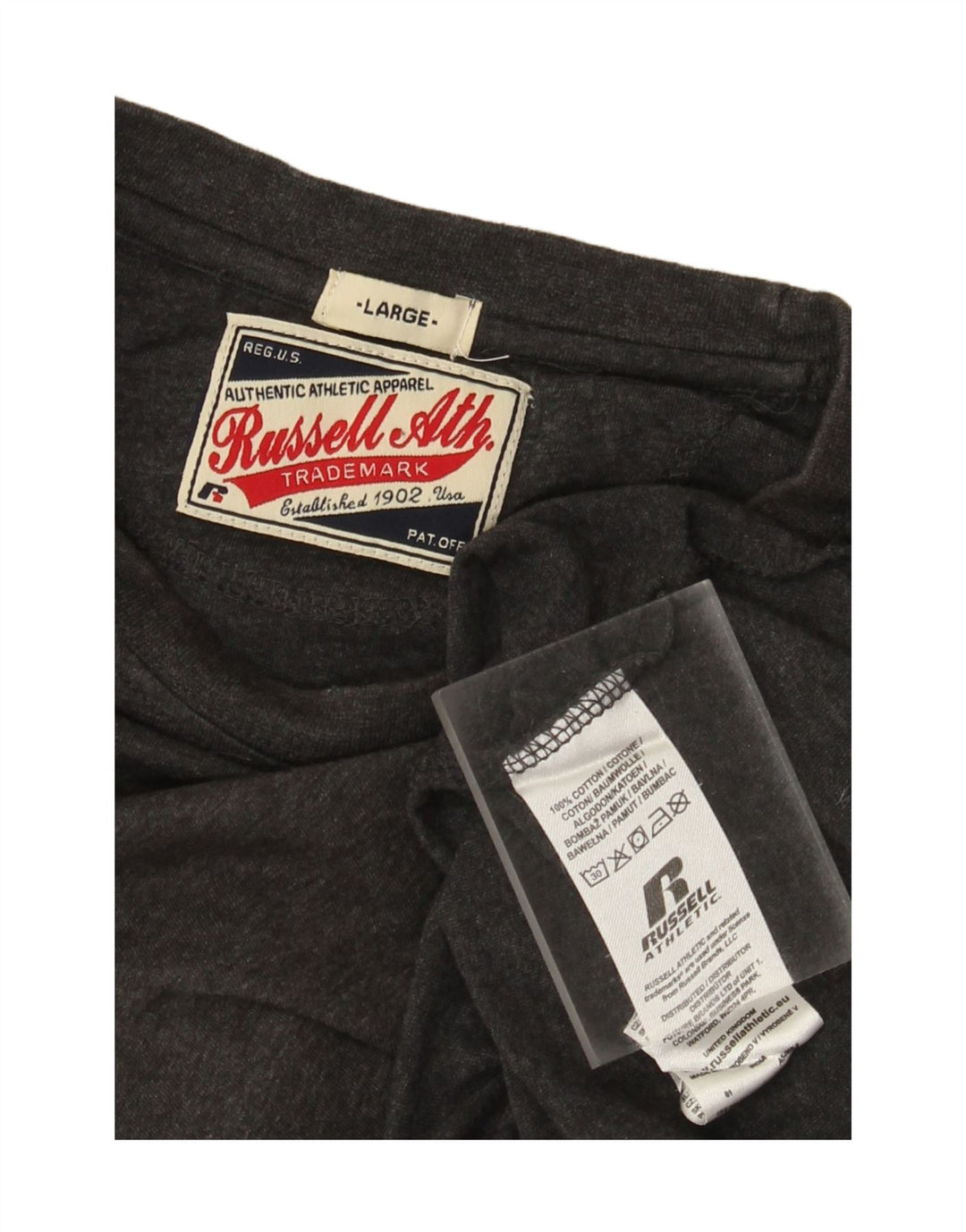 Russell Athletic Top grafico da uomo a maniche lunghe in cotone grigio grande