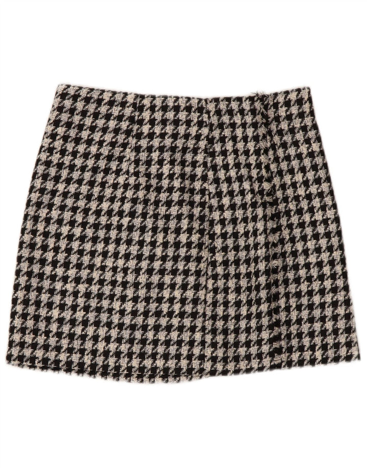 Minigonna da donna Zara piccola W26 poliestere pied de poule nero