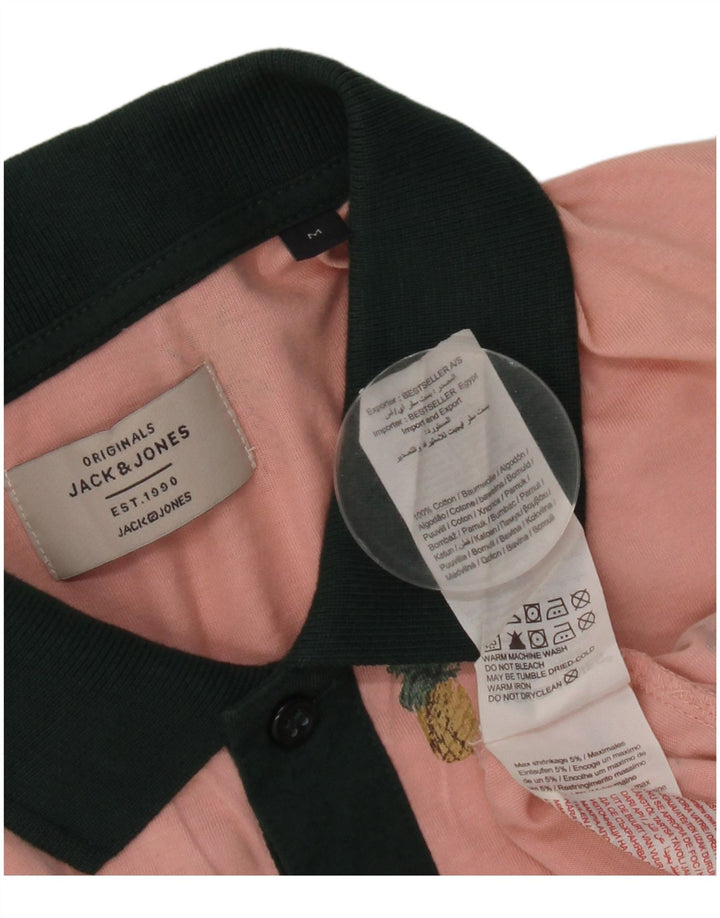 Polo da uomo Jack & Jones in cotone floreale rosa medio