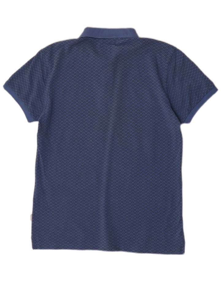 Polo da uomo slim fit Henry Cottons blu medio geometrico