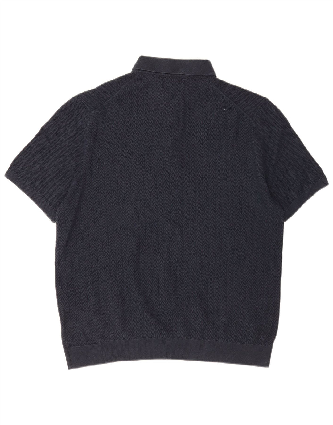 Maglione da uomo Marks & Spencer con collo alto, grande a spina di pesce blu navy