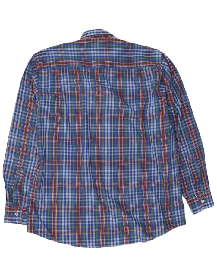 Camicia vintage da uomo in poliestere a quadri blu medio