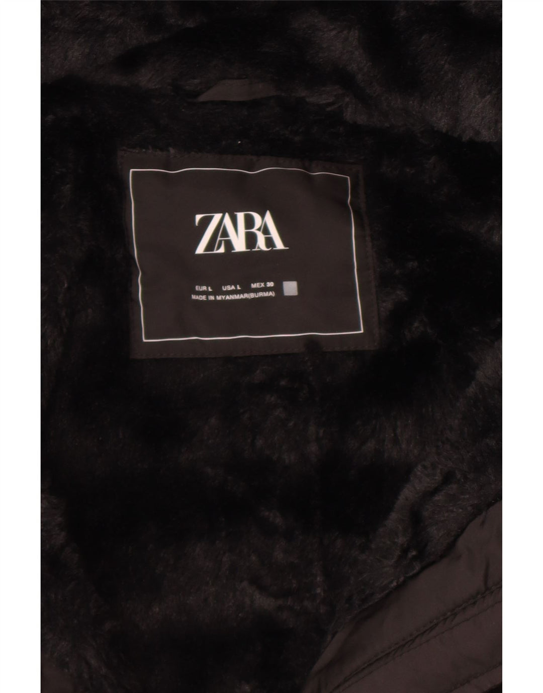 Giacca imbottita con cappuccio da donna Zara UK 14 grande nera