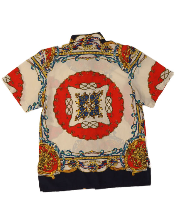 Camicetta camicia vintage da donna con motivo astratto UK 16 grande multicolore