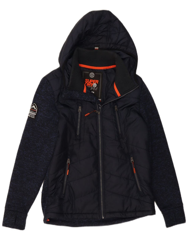 Giacca imbottita con cappuccio da uomo Superdry UK 40 Large in poliestere screziato blu navy