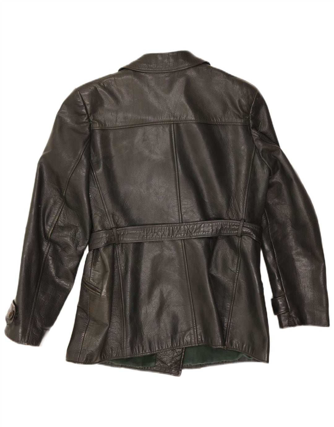 Giacca in pelle vintage da donna UK 14 media nera