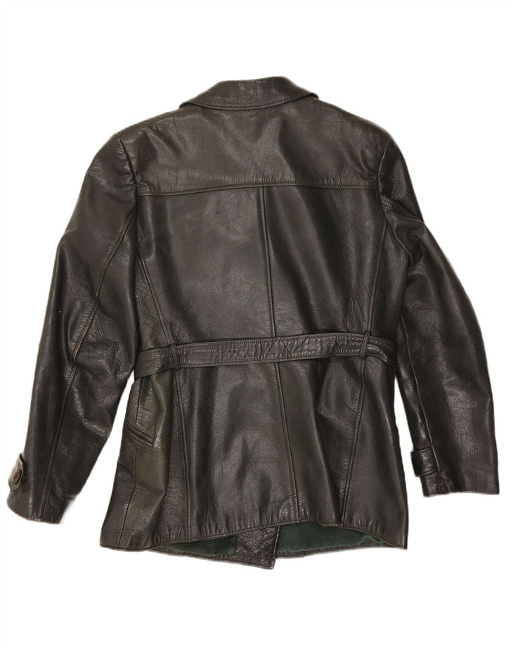Giacca in pelle vintage da donna UK 14 media nera