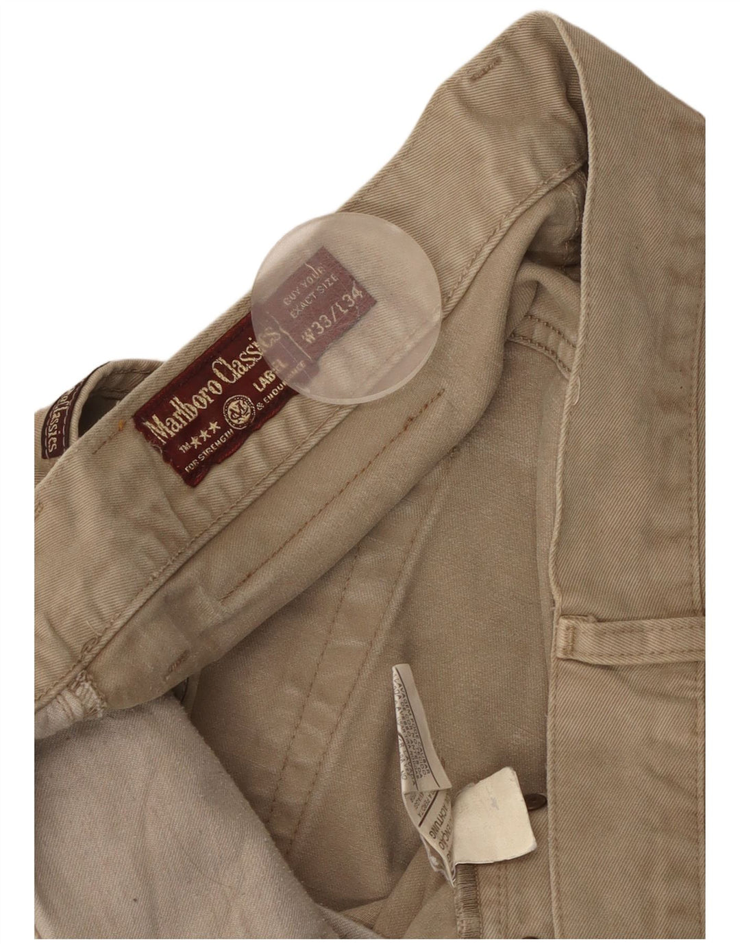 MARLBORO CLASSICS Pantaloni casual dritti da uomo W33 L28 Cotone beige
