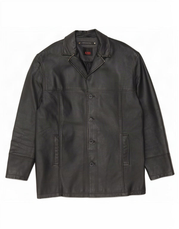 Giacca in pelle vintage da uomo IT 48 media nera