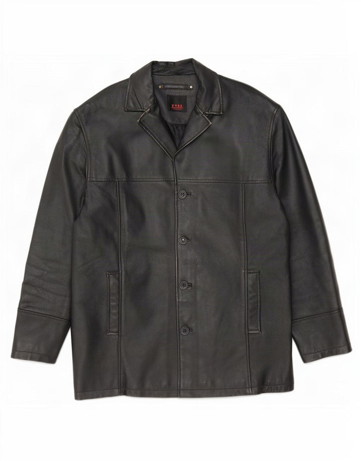 Giacca in pelle vintage da uomo IT 48 media nera