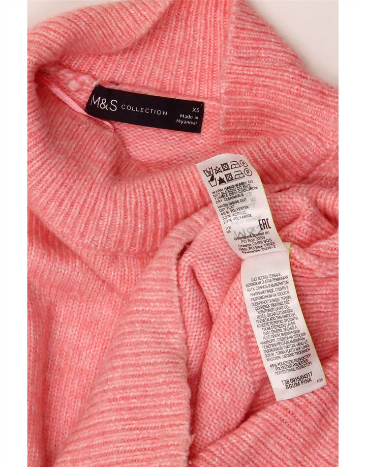MARKS & SPENCER Maglione oversize da donna con collo dolcevita UK 6 XS Rosa