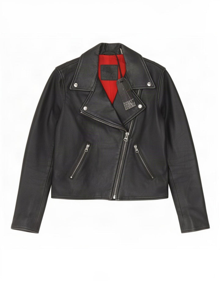 Giacca da motociclista in pelle corta da donna Levi's UK 6 XS Nera