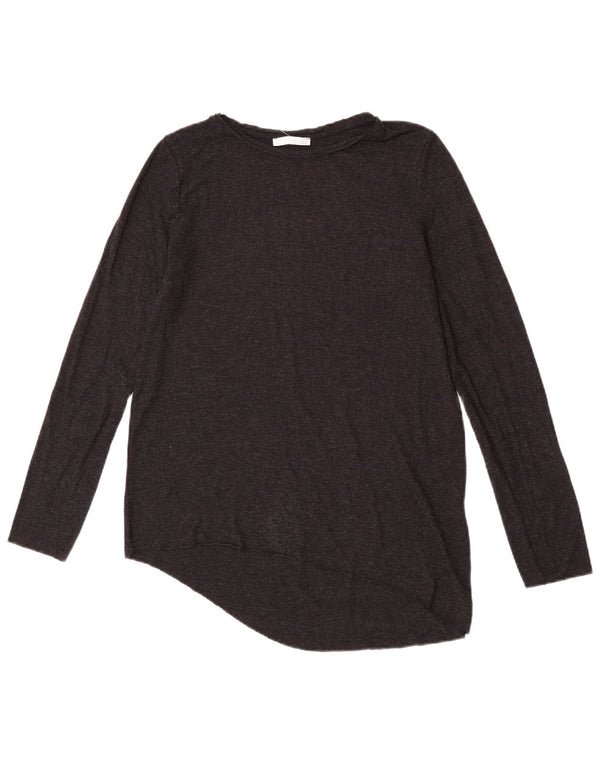 Top tunica asimmetrica a maniche lunghe da donna Zara UK 10 Small in viscosa grigia