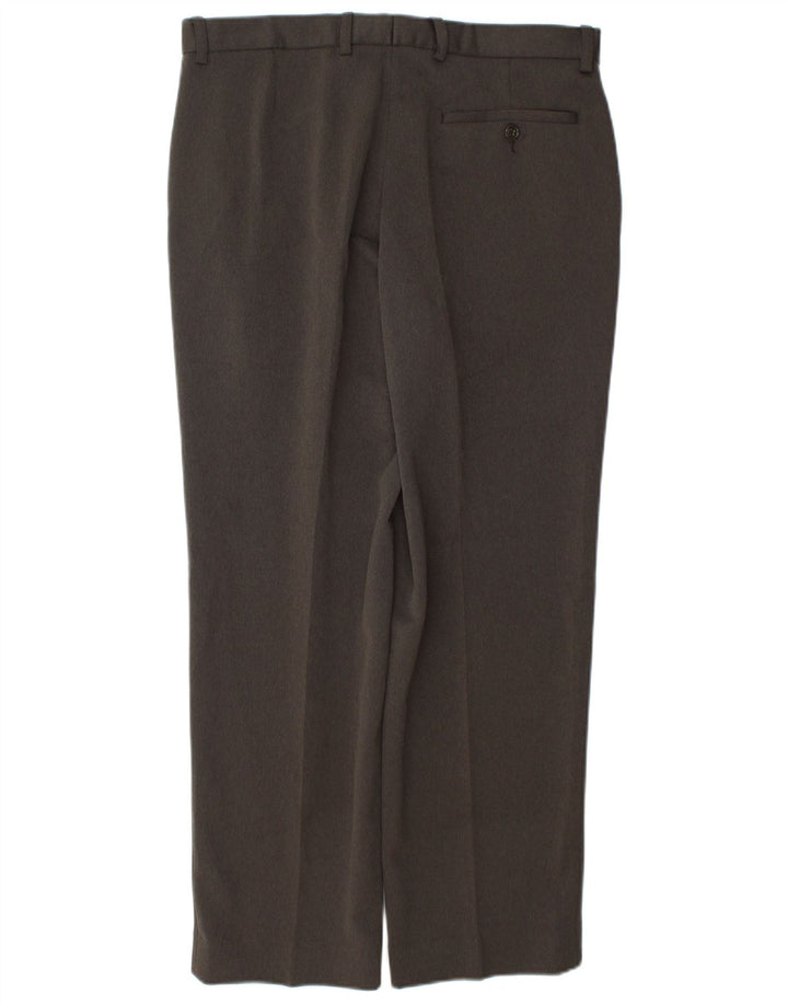 Pantaloni da abito affusolati da uomo Marks & Spencer W34 L29 poliestere marrone