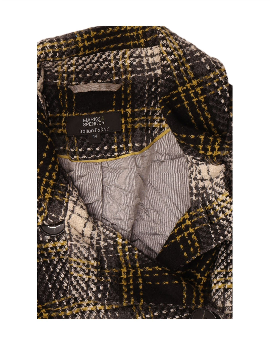 Cappotto da marinaio corto da donna Marks & Spencer UK 14 grande acrilico nero a quadri
