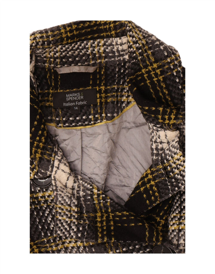 Cappotto da marinaio corto da donna Marks & Spencer UK 14 grande acrilico nero a quadri