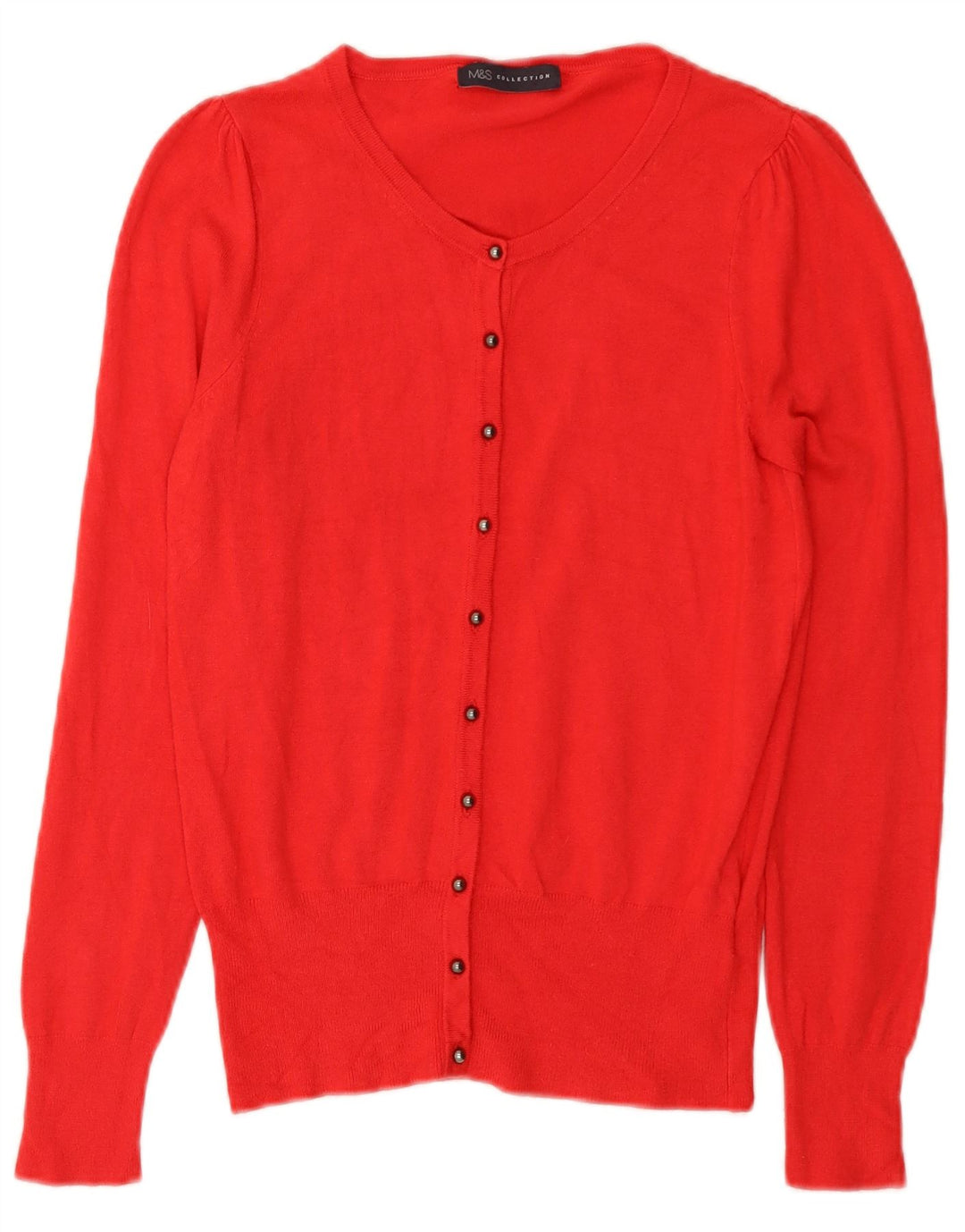 Maglione cardigan da donna Marks & Spencer UK 8 piccolo viscosa rossa