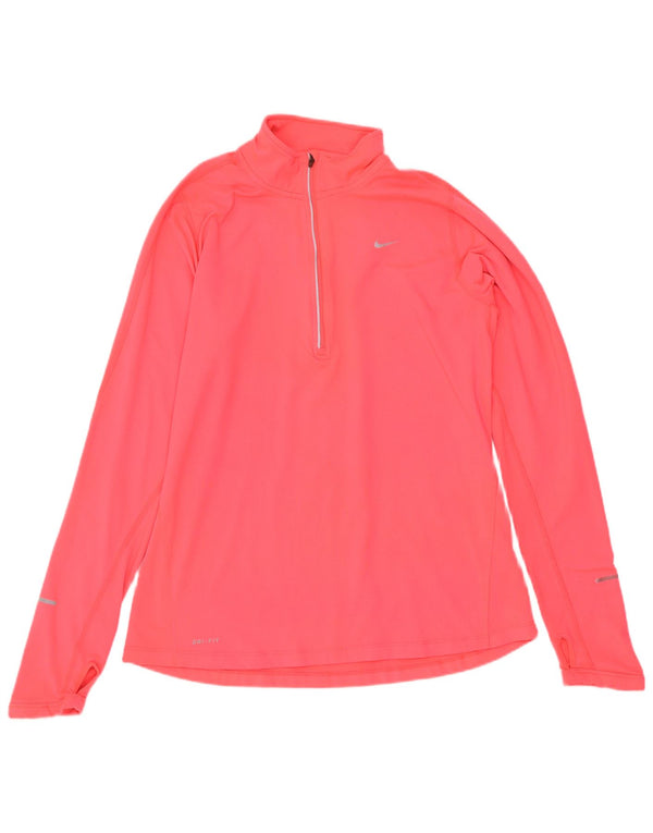 Top della tuta pullover con zip e collo Nike Dri Fit da donna UK 12 Rosa medio