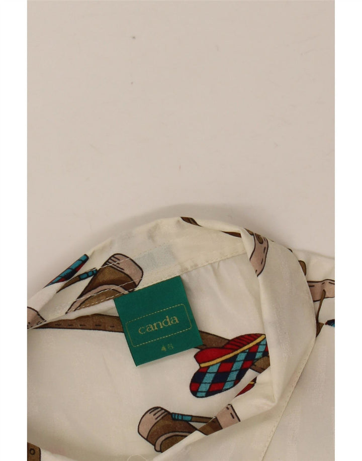 CANDA Camicia da donna con motivo astratto Camicetta IT 46 Large Poliestere bianco