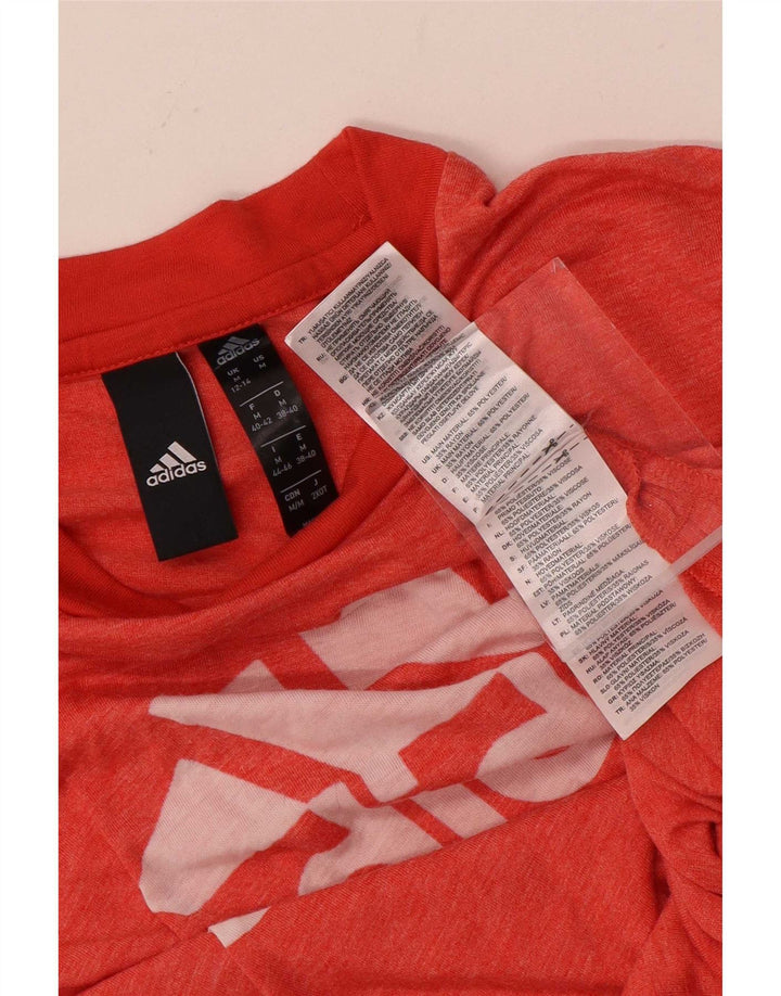 T-shirt grafica da donna Adidas Top UK 12/14 poliestere rosso medio