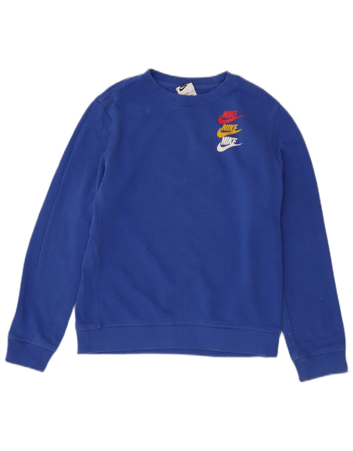 Felpa grafica Nike da bambino, 12-13 anni, grande, in cotone blu