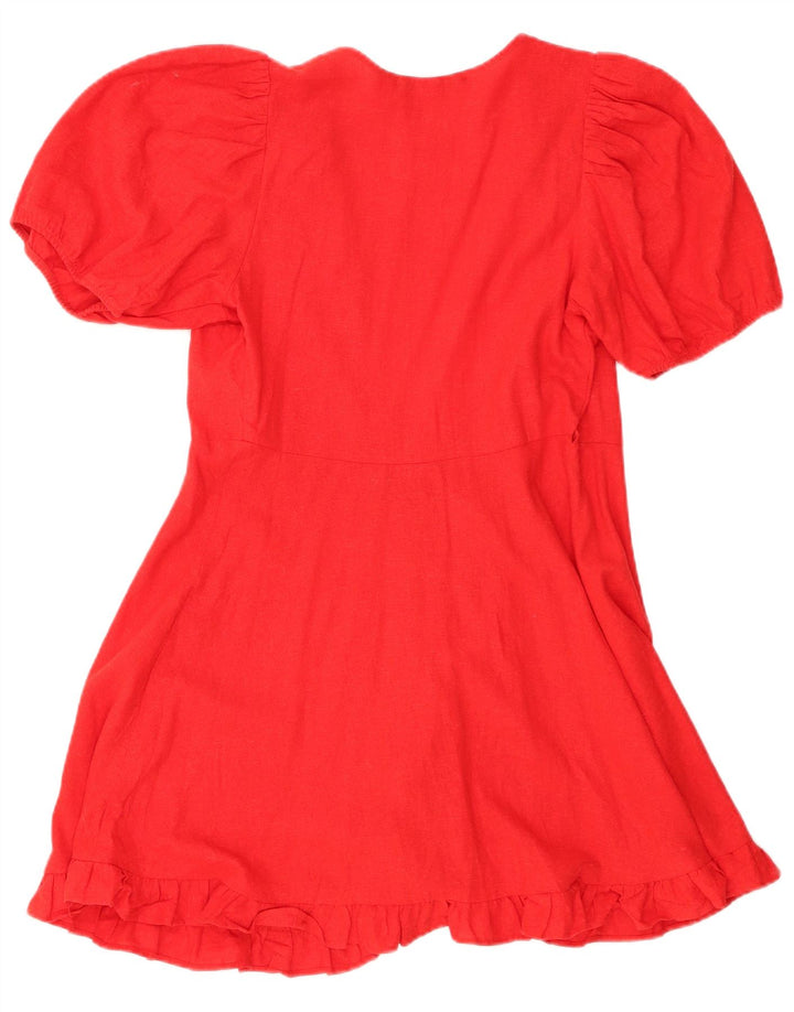 Abito a portafoglio da donna Zara UK 6 XS lino rosso