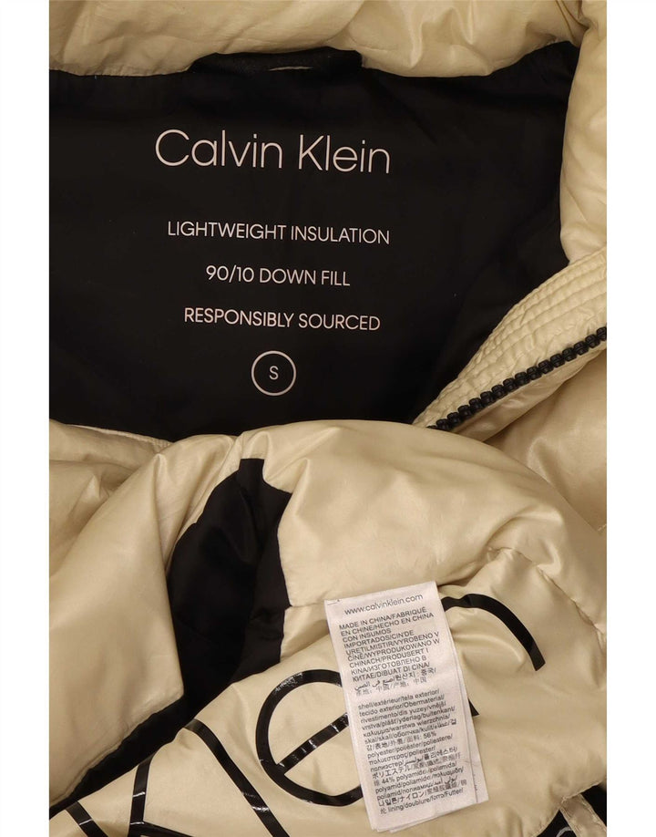 Giacca imbottita grafica da donna Calvin Klein UK 10 Small Off White Colourblock