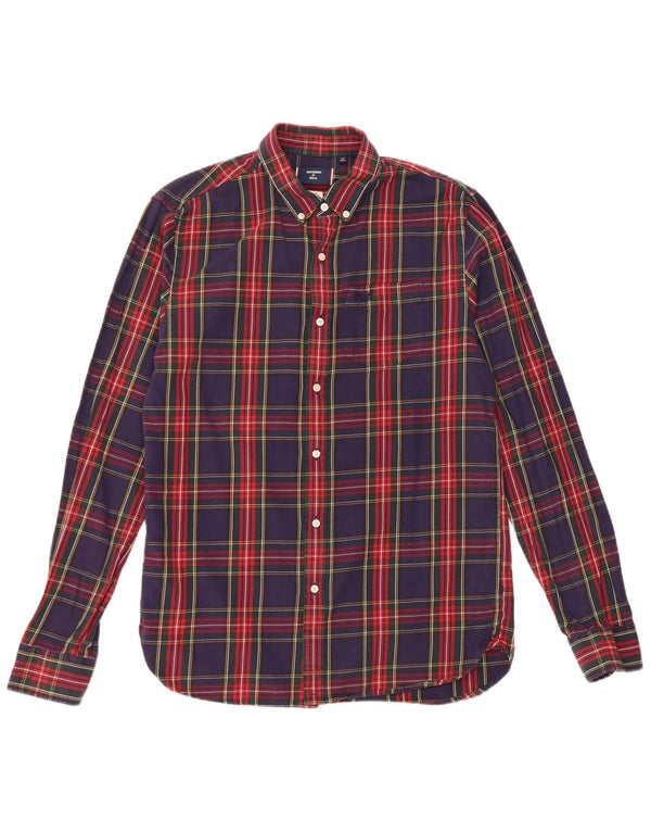 Camicia da uomo in flanella Superdry, cotone a quadri blu navy medio