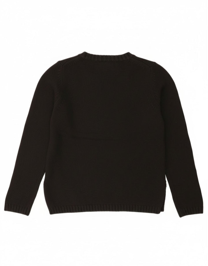 Maglione da donna con scollo a V Eddie Bauer UK 14 cotone nero medio