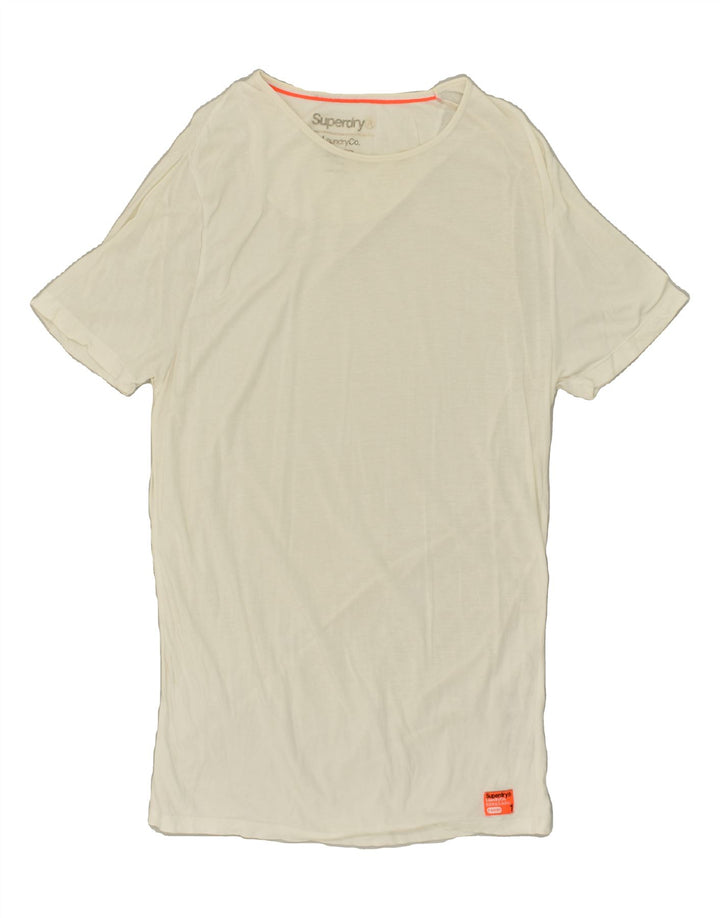 SUPERDRY Womens T-Shirt Dress UK 12 Medium White Cotton | Vintage Superdry | Thrift | Second-Hand Superdry | Used Clothing | Messina Hembry 