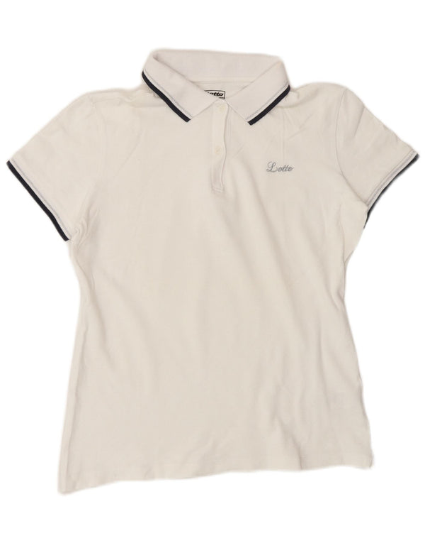 Polo da donna Lotto UK 14 grande cotone bianco