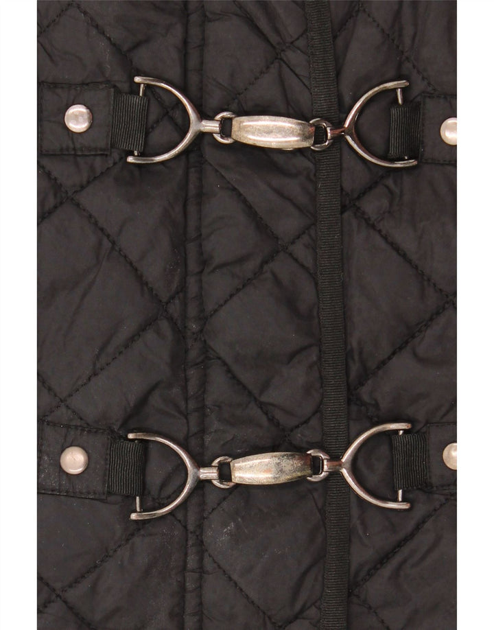 Giacca trapuntata da donna Laura Ashley UK 14 Large Nera in poliammide
