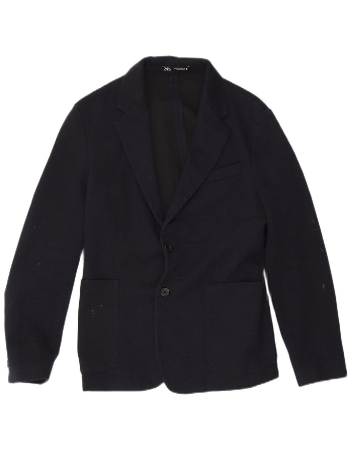 Giacca blazer da uomo a 2 bottoni Zara UK 38 poliestere blu navy medio