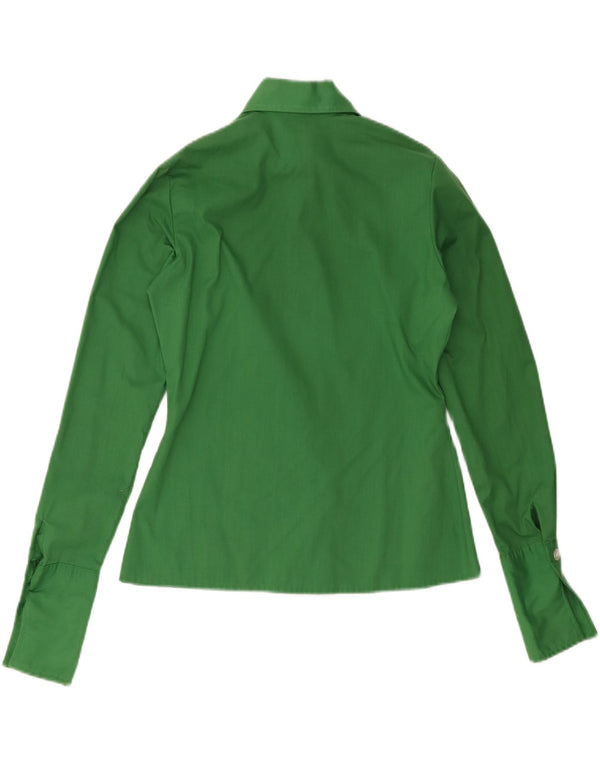 Camicia da donna vintage UK 12 poliestere verde medio