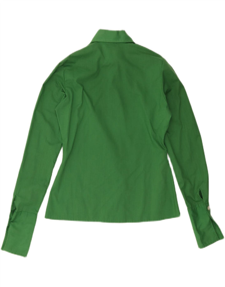 Camicia da donna vintage UK 12 poliestere verde medio