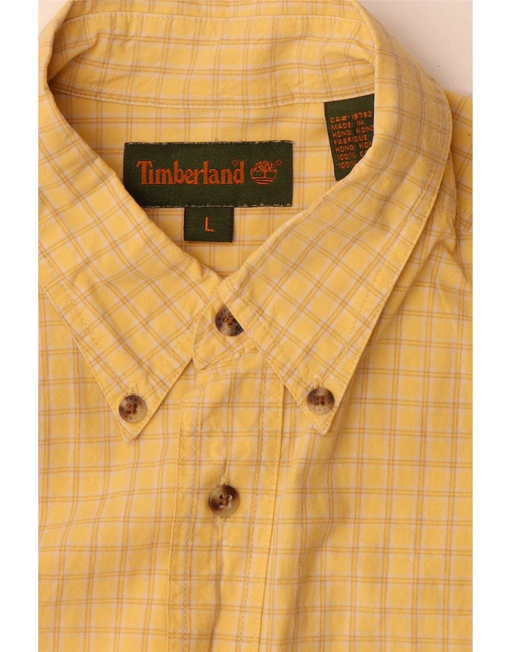 Camicia da uomo Timberland in cotone a quadri gialli grandi