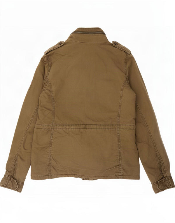 Superdry Womens Sherpa Military Jacket UK 14 Medium Khaki Cotton