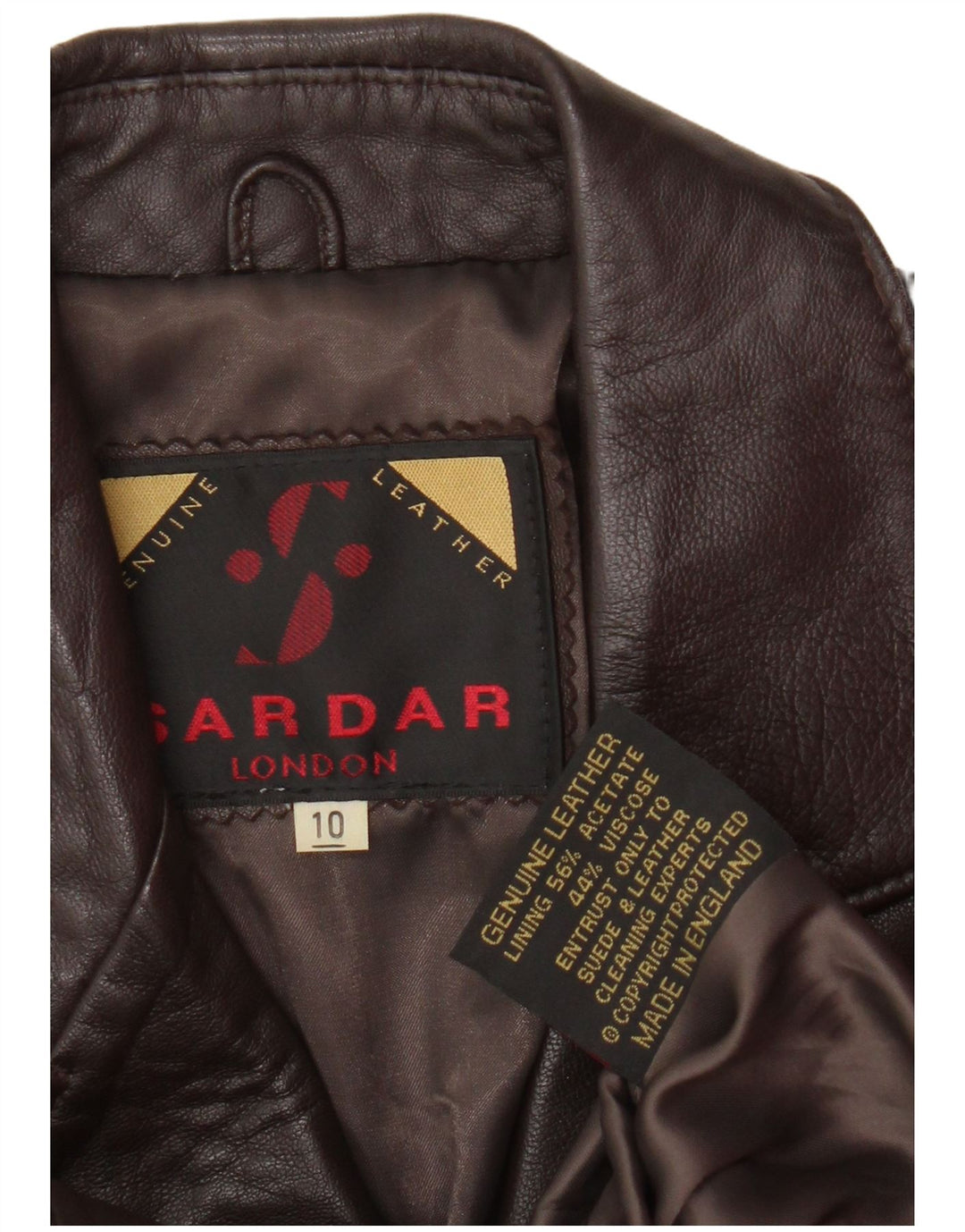 Giacca blazer in pelle da donna a 4 bottoni Sardar UK 10 piccola in pelle marrone