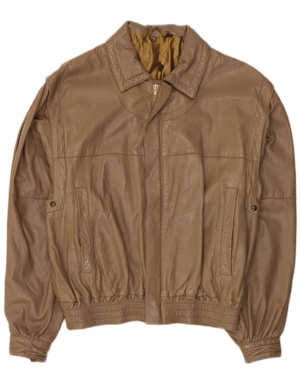 Giacca in pelle vintage da uomo UK 38 Beige medio