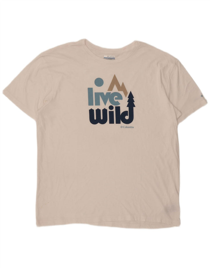 T-shirt grafica da uomo Columbia Top XL in cotone bianco