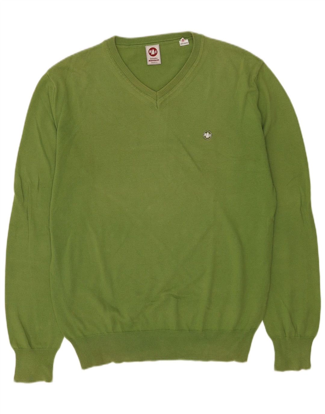 Maglione maglione con scollo a V vestibilità regolare da uomo Murphy & Nye XL verde